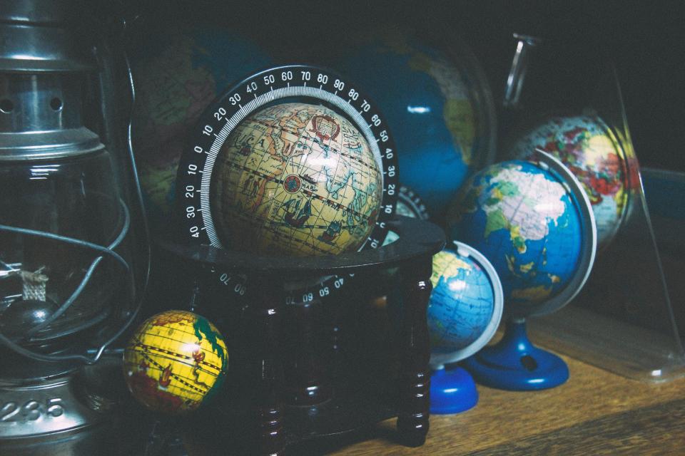 A collection of world globes